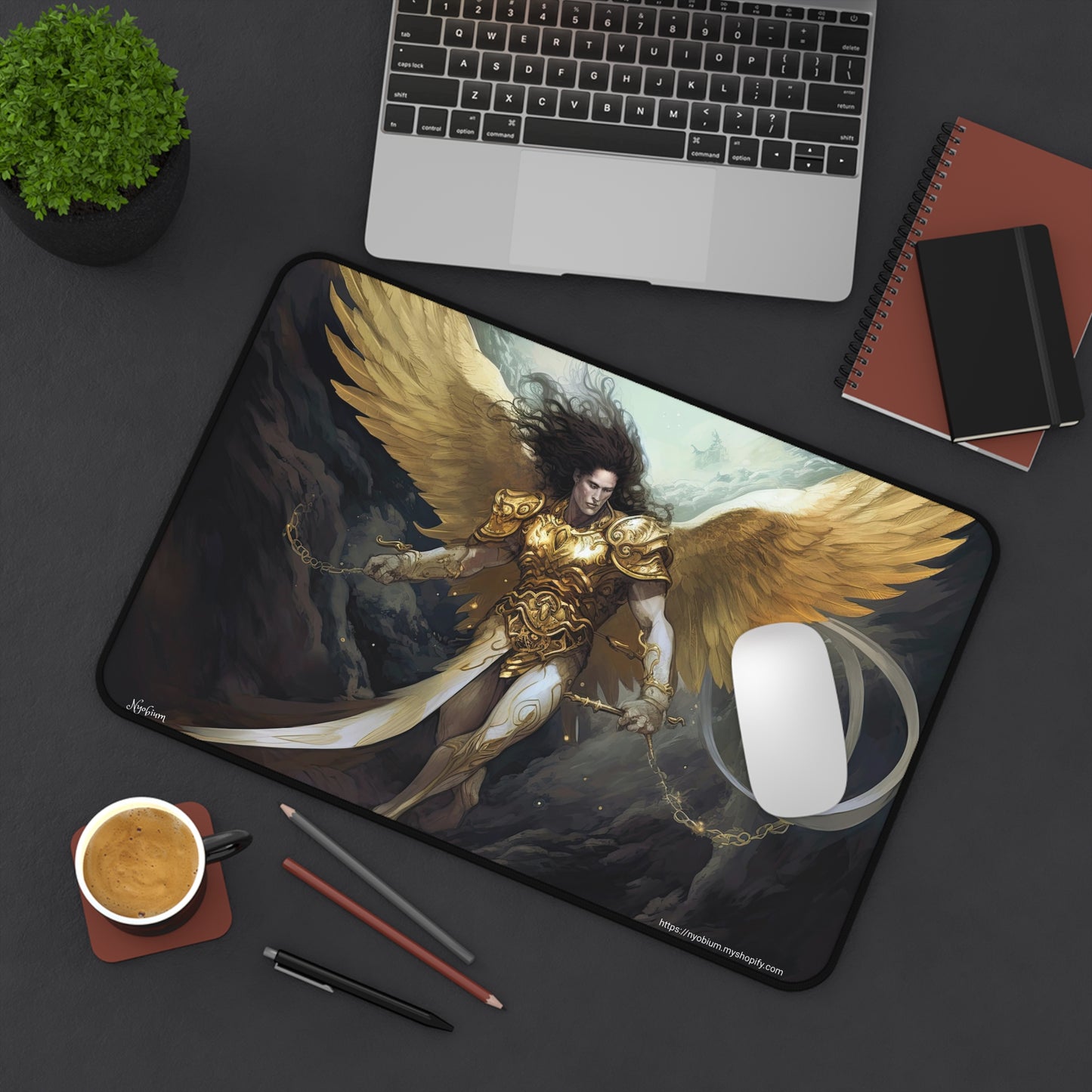Desk Mat, MTG Playmat, MTG Playmat with Zones, Trading Card Game Play Mat, MTG Accessories, Gifts for Gamers, Angel 5