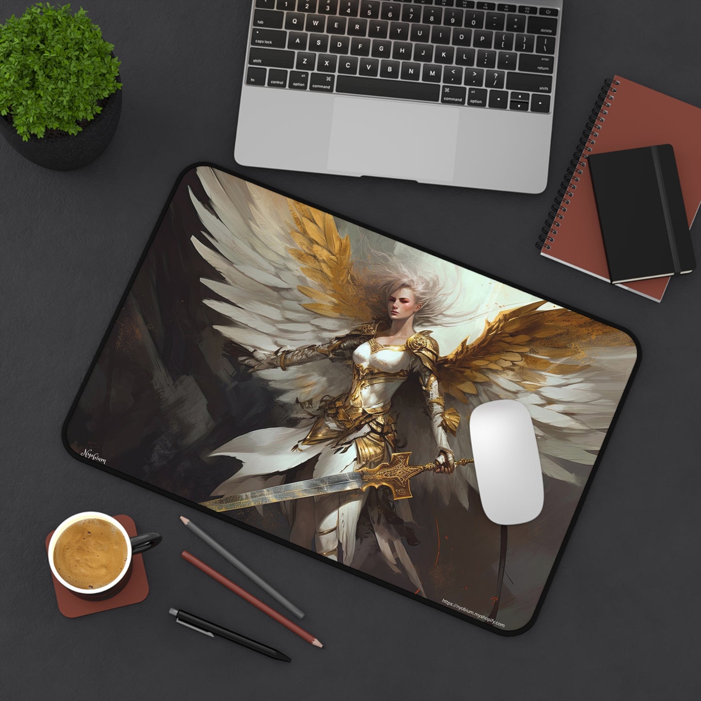 Desk Mat, MTG Playmat, MTG Playmat with Zones, Trading Card Game Play Mat, MTG Accessories, Gifts for Gamers, Angel 7