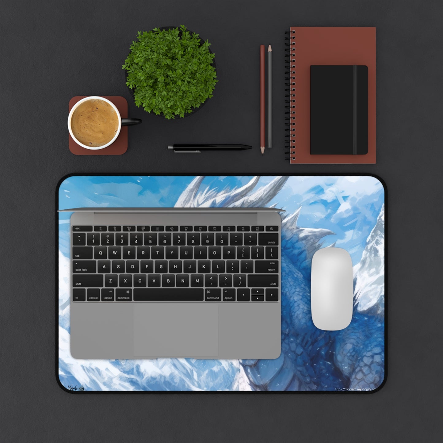 Desk Mat, MTG Playmat, MTG Playmat with Zones, Trading Card Game Play Mat, MTG Accessories, Gifts for Gamers, Blue Dragon 1