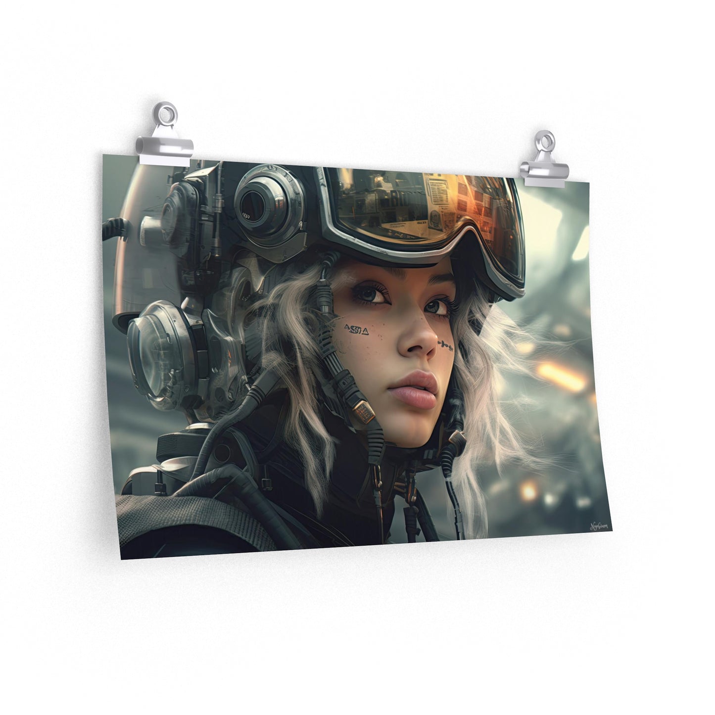 Space Girl 9 - Space Girls Series Sci-fi Poster -- Landscape - 18x12, 30x20, 36x24 - Museum Grade Matte Paper - by Nyobium