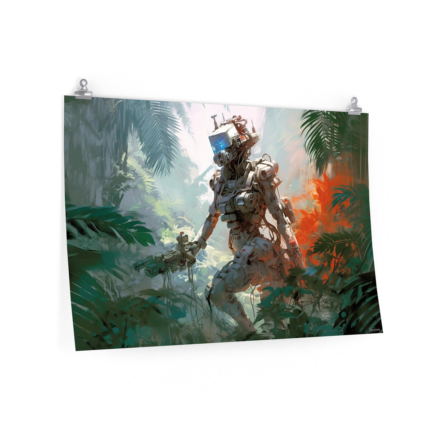 Robot Scenes 7 - Robot Scenes Series Sci-fi Poster -- Landscape - 18x12, 30x20, 36x24 - Museum Grade Matte Paper - by Nyobium