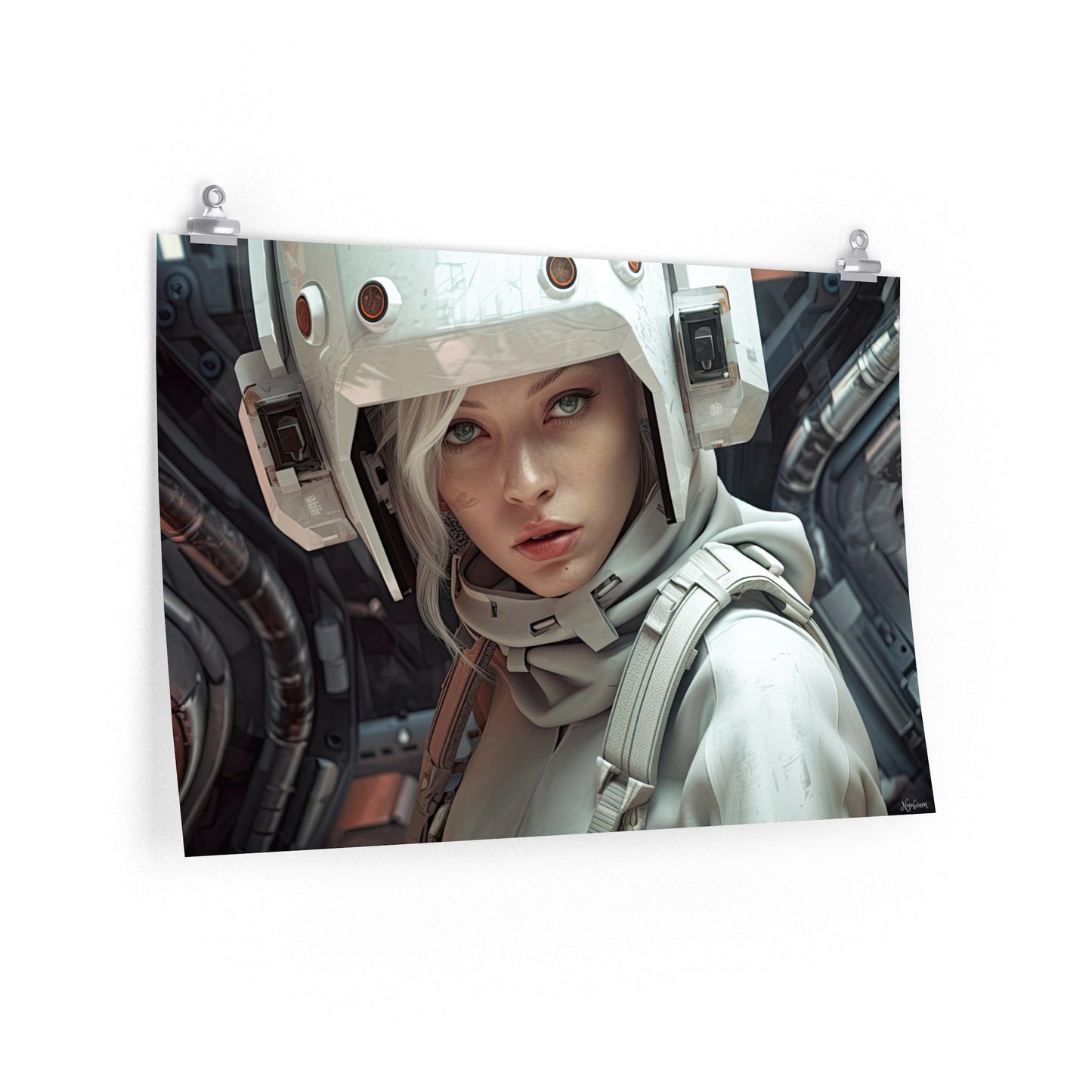 Space Girl 5 - Space Girls Series Sci-fi Poster -- Landscape - 18x12, 30x20, 36x24 - Museum Grade Matte Paper - by Nyobium