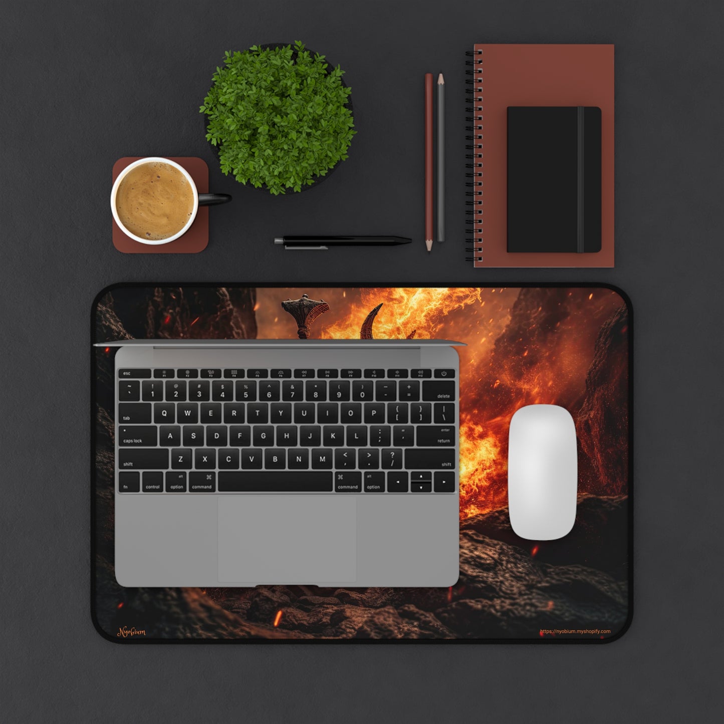 Desk Mat, MTG Playmat, MTG Playmat with Zones, Trading Card Game Play Mat, MTG Accessories, Gifts for Gamers, Fire Giant 1
