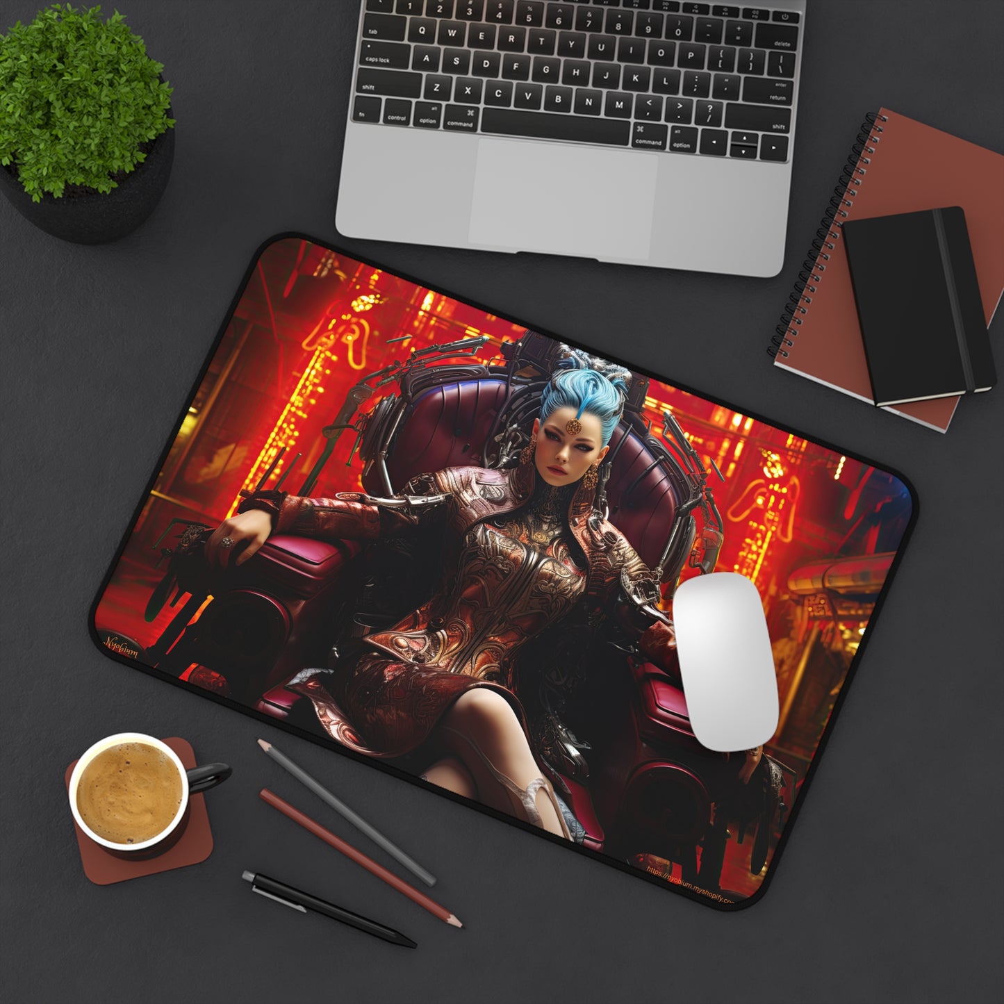 Desk Mat, MTG Playmat, MTG Playmat with Zones, Trading Card Game Play Mat, MTG Accessories, Gifts for Gamers, Cyberpunk Queen