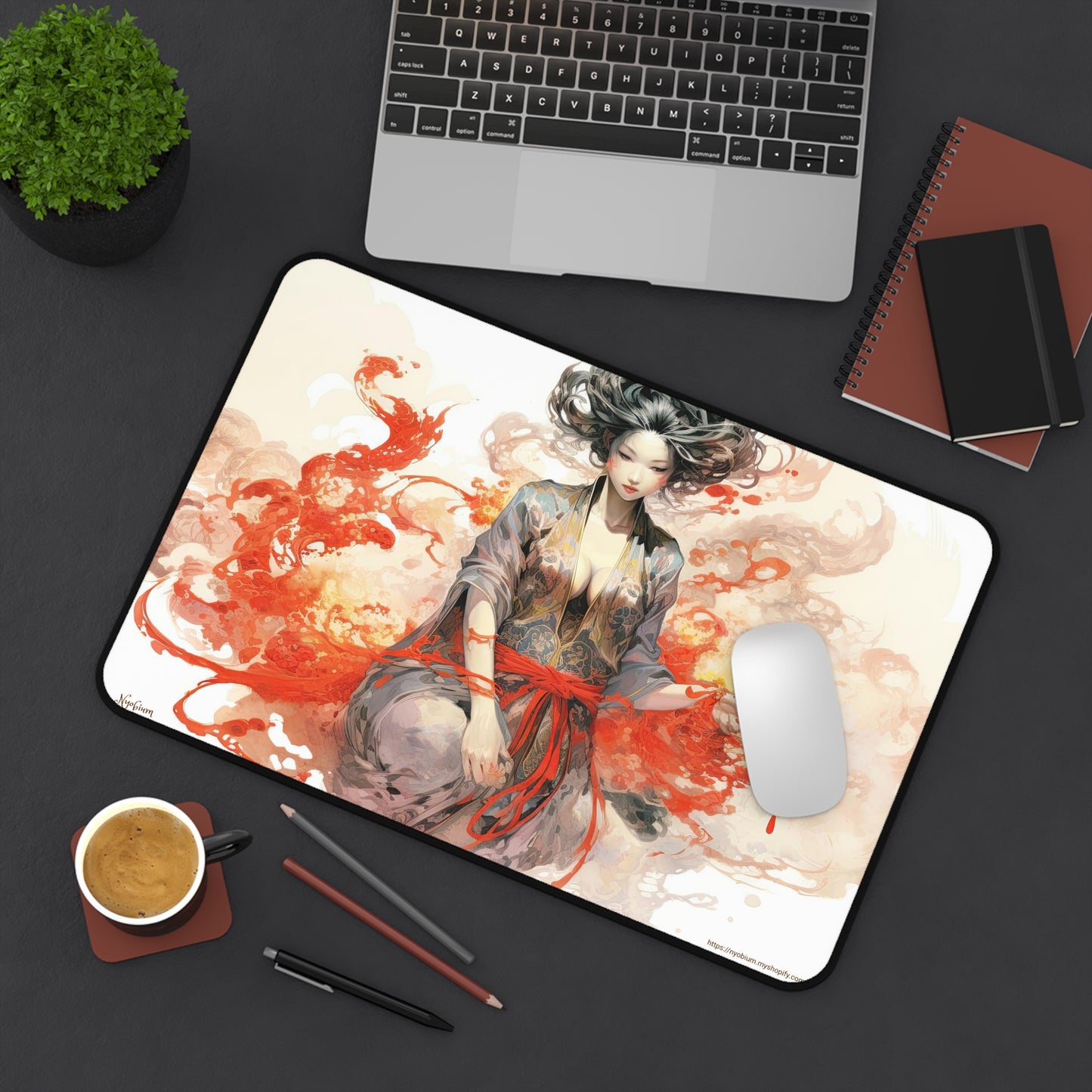Desk Mat, MTG Playmat, MTG Playmat with Zones, Trading Card Game Play Mat, MTG Accessories, Gifts for Gamers, Fire Magi 1