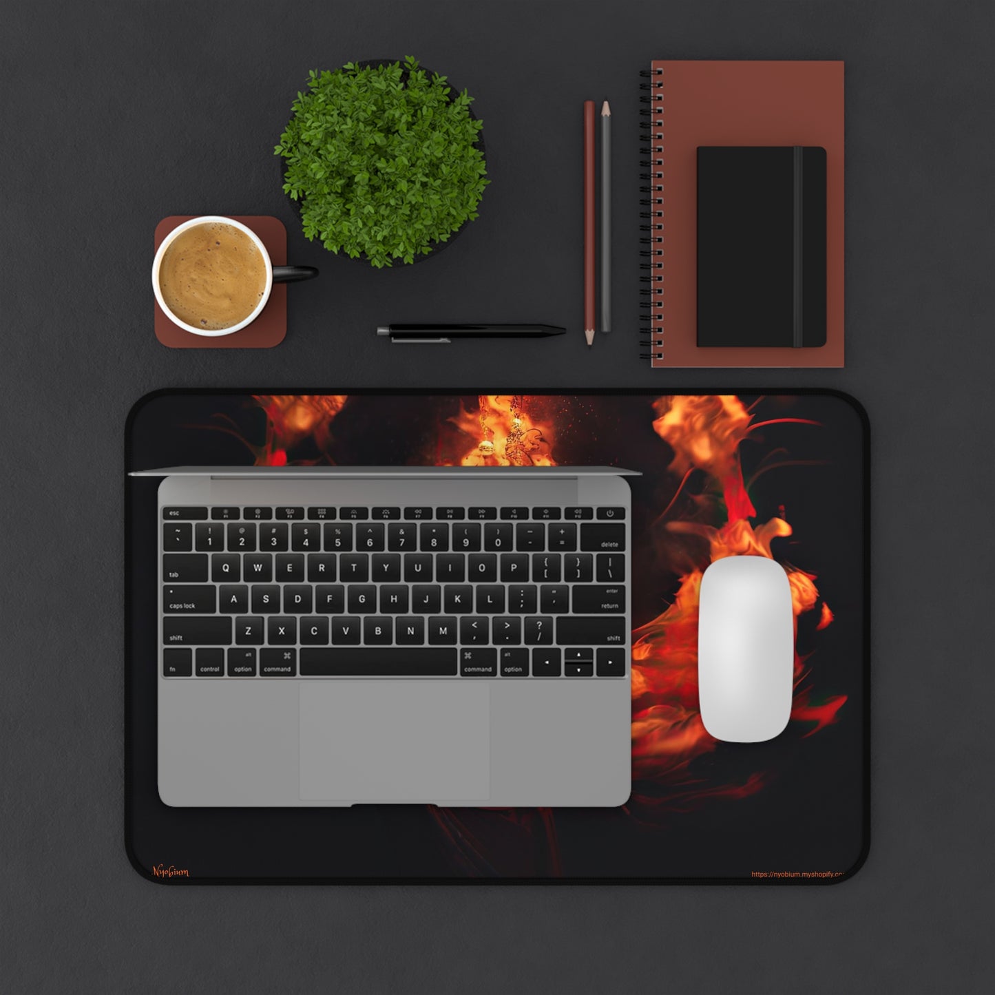 Desk Mat, MTG Playmat, MTG Playmat with Zones, Trading Card Game Play Mat, MTG Accessories, Gifts for Gamers, Fire Geisha