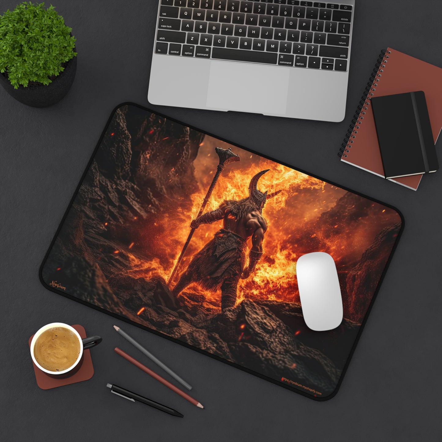 Desk Mat, MTG Playmat, MTG Playmat with Zones, Trading Card Game Play Mat, MTG Accessories, Gifts for Gamers, Fire Giant 1