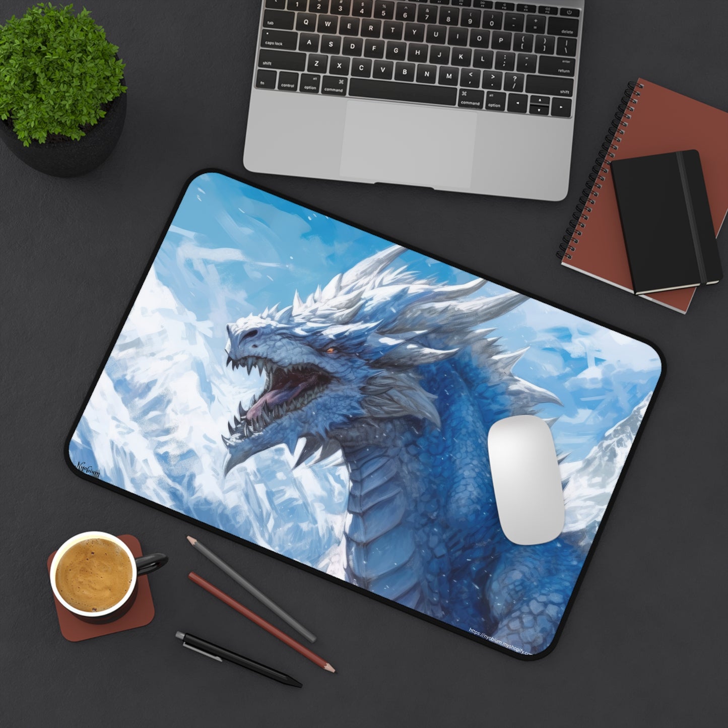 Desk Mat, MTG Playmat, MTG Playmat with Zones, Trading Card Game Play Mat, MTG Accessories, Gifts for Gamers, Blue Dragon 1
