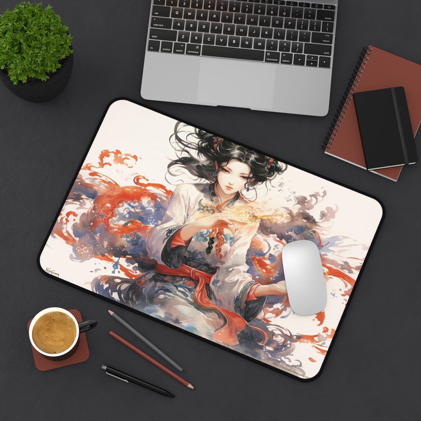 Desk Mat, MTG Playmat, MTG Playmat with Zones, Trading Card Game Play Mat, MTG Accessories, Gifts for Gamers, Fire Magi 2