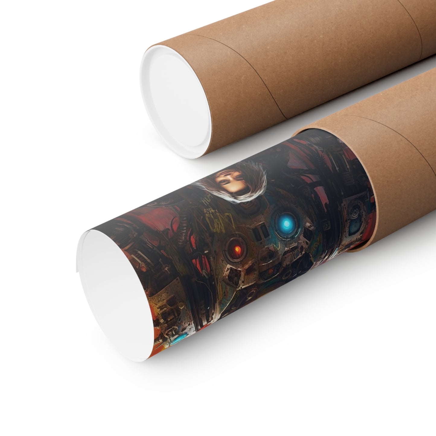 Robot and Girl 5 - Robot and Girls Sci-fi Series Poster - Portrait - 12x18, 20x30, 24x36 - Museum Grade Matte Paper - by Nyobium