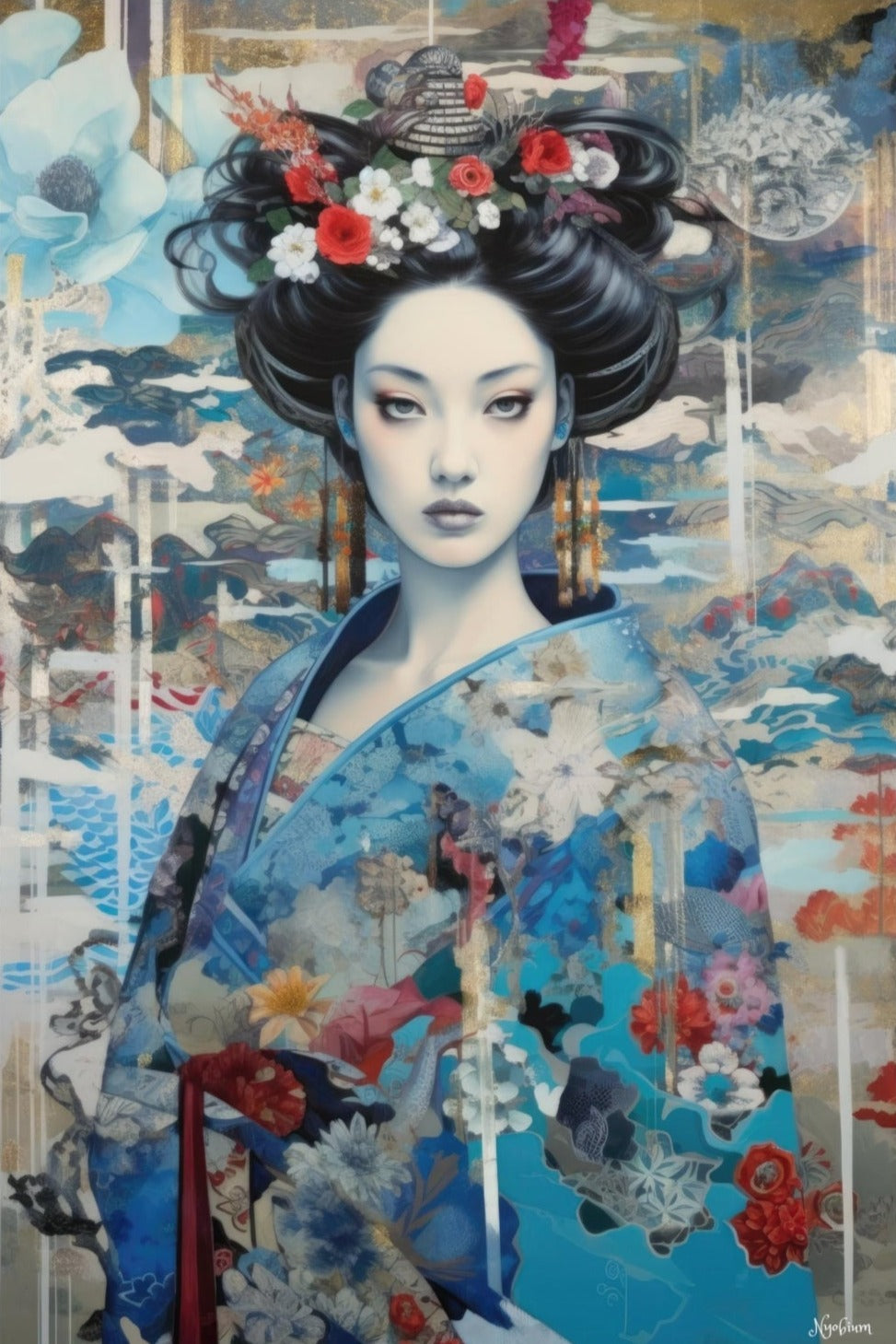 Silk Woman 13 - Silk Series Poster - Portrait - 12x18, 20x30, 24x36 - Museum Grade Matte Paper - by Nyobium