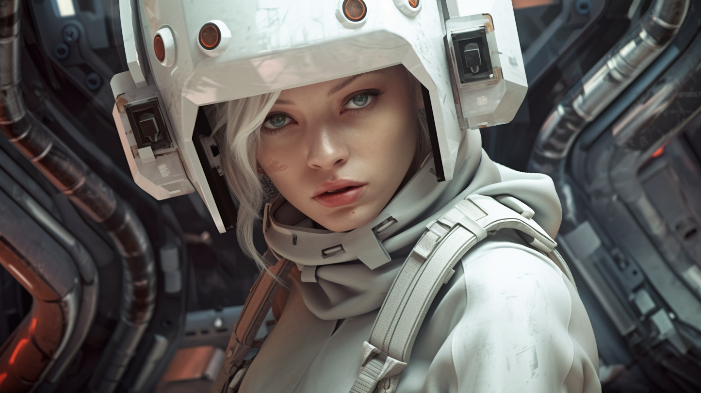 Space Girl 5 - Space Girls Series Sci-fi Poster -- Landscape - 18x12, 30x20, 36x24 - Museum Grade Matte Paper - by Nyobium