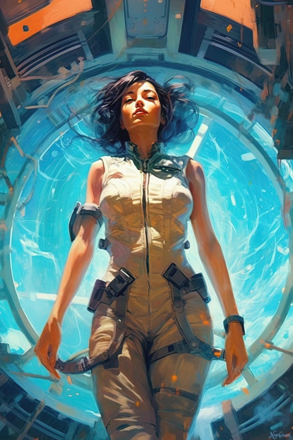 Scifi Girl 10 - Space Girls Series Sci-fi Poster - Portrait - 12x18, 20x30, 24x36 - Museum Grade Matte Paper - by Nyobium