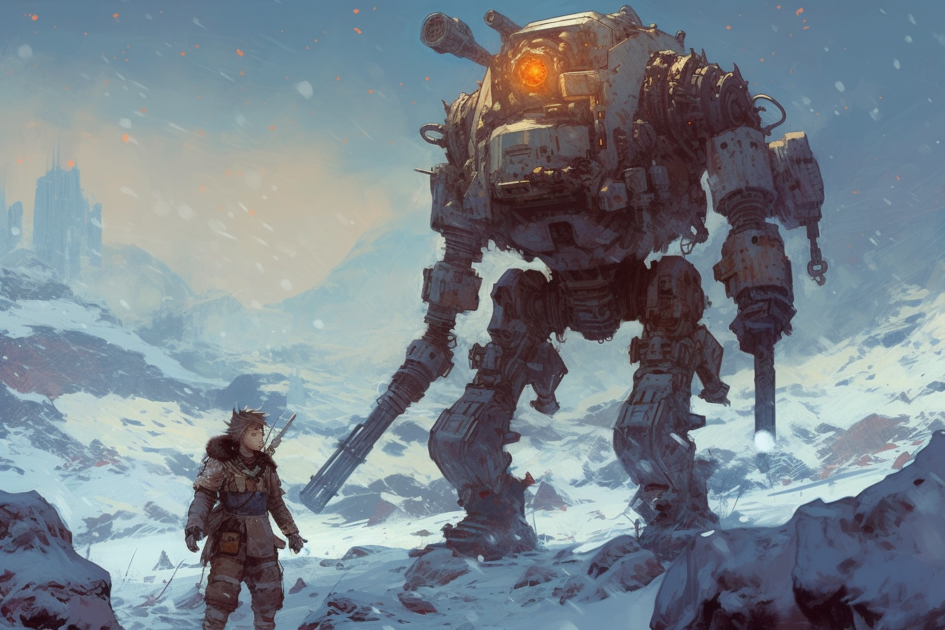 Robot Scenes 10 - Robot Scenes Series Sci-fi Poster -- Landscape - 18x12, 30x20, 36x24 - Museum Grade Matte Paper - by Nyobium