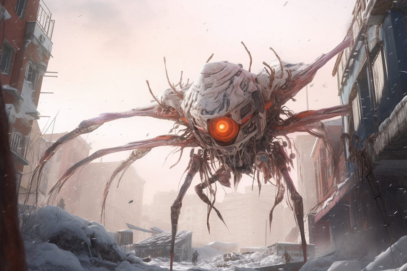 Arachnobot 5 - Scifi Worlds Poster - Landscape - 18x12, 30x20, 36x24 - Museum Grade Matte Paper - by Nyobium