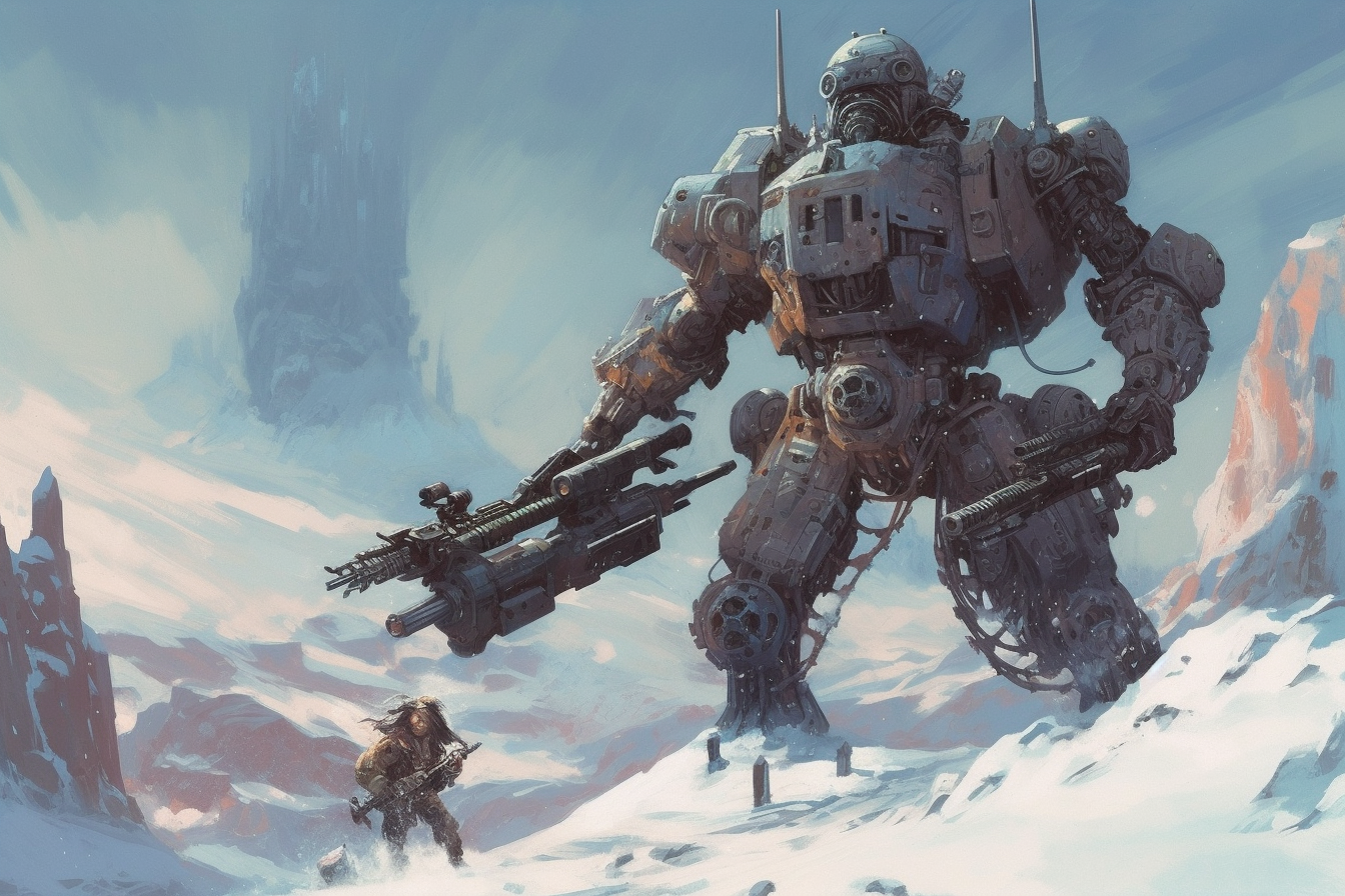 Robot Scenes 12 - Robot Scenes Series Sci-fi Poster -- Landscape - 18x12, 30x20, 36x24 - Museum Grade Matte Paper - by Nyobium