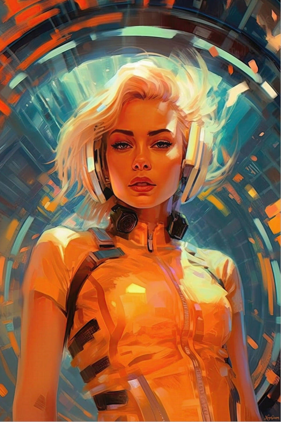 Scifi Girl 5 - Space Girls Series Sci-fi Poster - Portrait - 12x18, 20x30, 24x36 - Museum Grade Matte Paper - by Nyobium