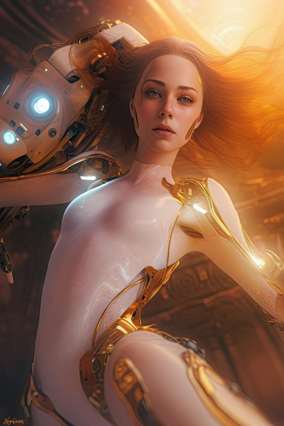 Robogirl 9 - Robogirls Sci-fi Series Poster - Portrait - 12x18, 20x30, 24x36 - Museum Grade Matte Paper - by Nyobium