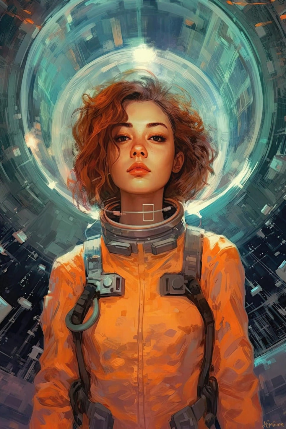 Scifi Girl 9 - Space Girls Series Sci-fi Poster - Portrait - 12x18, 20x30, 24x36 - Museum Grade Matte Paper - by Nyobium