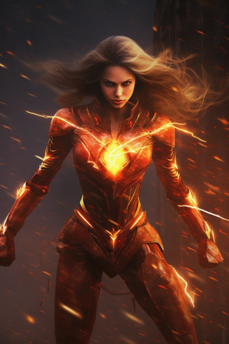 Female Flash 2 - Sups Fanart Poster - Portrait - 12x18, 20x30, 24x36 - Museum Grade Matte Paper - by Nyobium