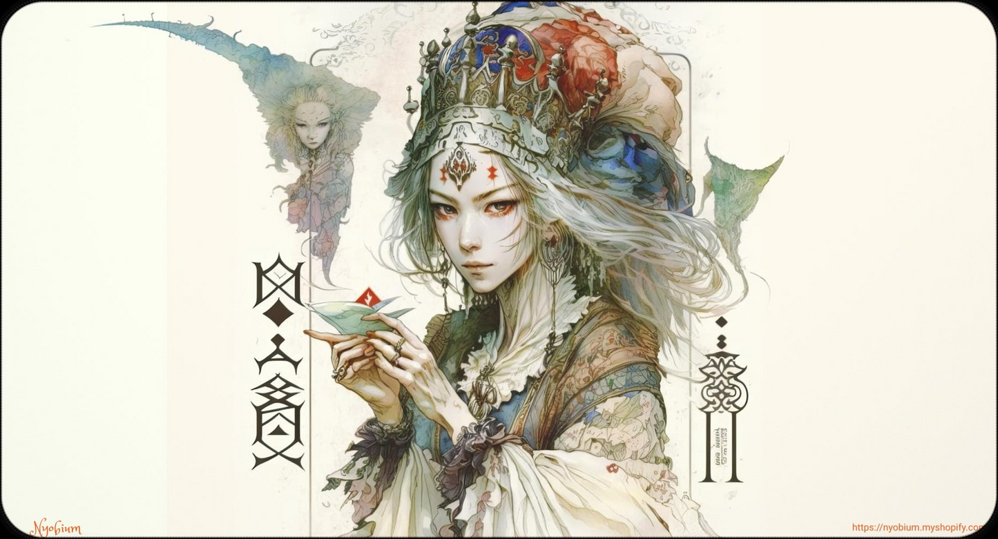 a painting of a woman holding a piece of paper