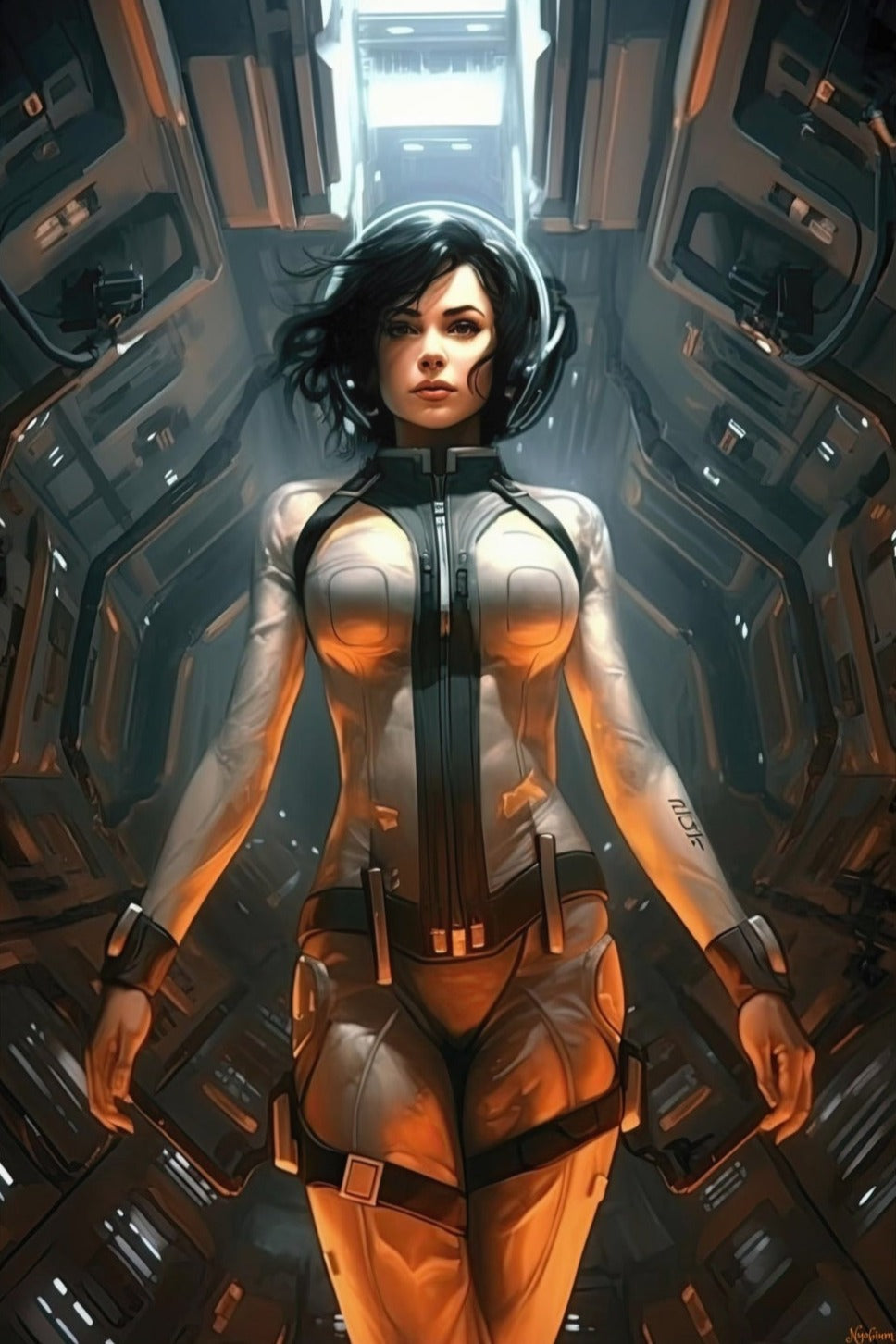 Scifi Girl 6 - Space Girls Series Sci-fi Poster - Portrait - 12x18, 20x30, 24x36 - Museum Grade Matte Paper - by Nyobium