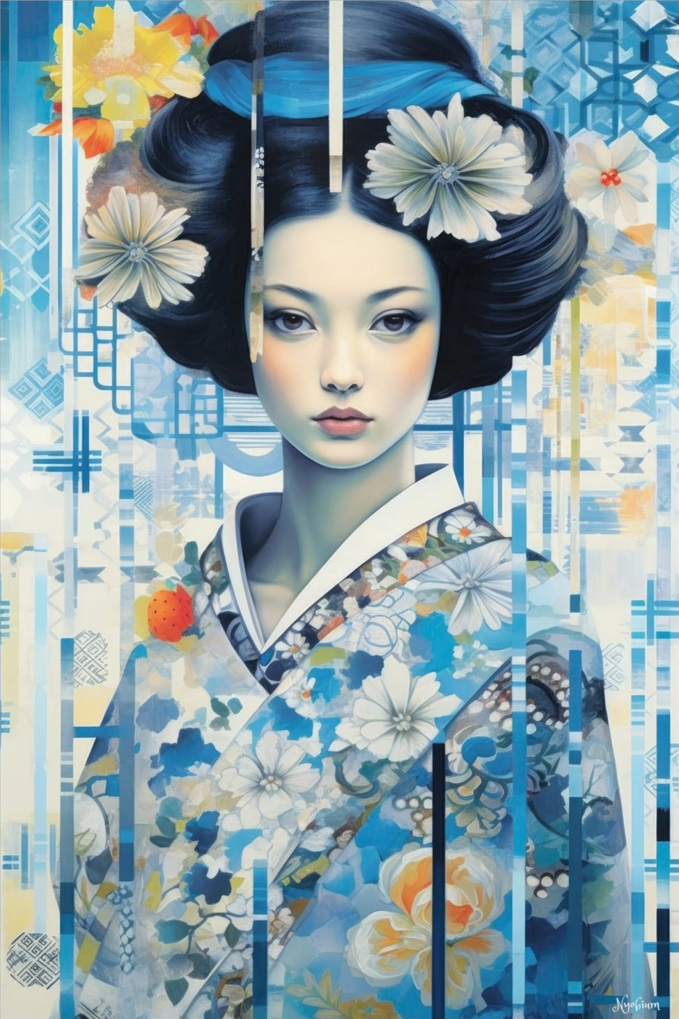 Silk Woman 7 - Silk Series Poster - Portrait - 12x18, 20x30, 24x36 - Museum Grade Matte Paper - by Nyobium