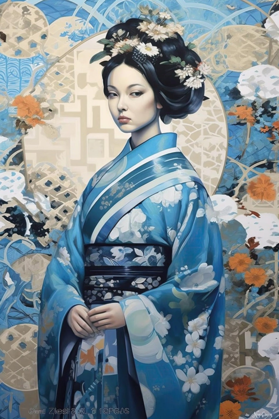 Silk Woman 8 - Silk Series Poster - Portrait - 12x18, 20x30, 24x36 - Museum Grade Matte Paper - by Nyobium