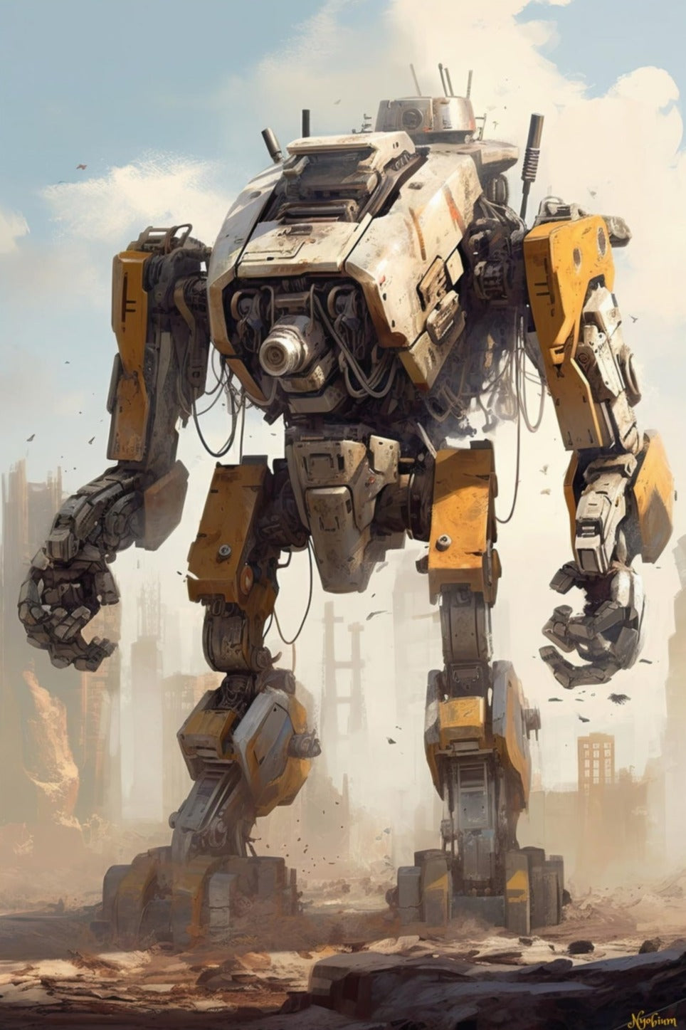 Dieselpunk Mecha 2 - Robomecha Sci-fi Series Poster - Portrait - 12x18, 20x30, 24x36 - Museum Grade Matte Paper - by Nyobium
