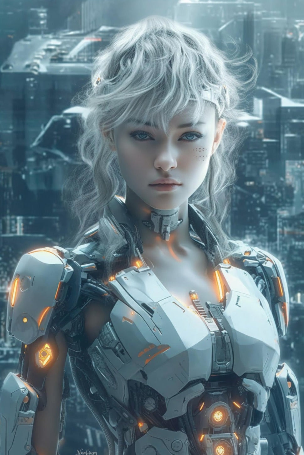 Robogirl 1 - Robogirls Sci-fi Series Poster - Portrait - 12x18, 20x30, 24x36 - Museum Grade Matte Paper - by Nyobium