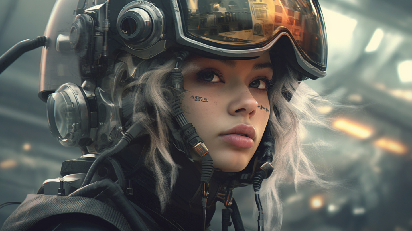 Space Girl 9 - Space Girls Series Sci-fi Poster -- Landscape - 18x12, 30x20, 36x24 - Museum Grade Matte Paper - by Nyobium