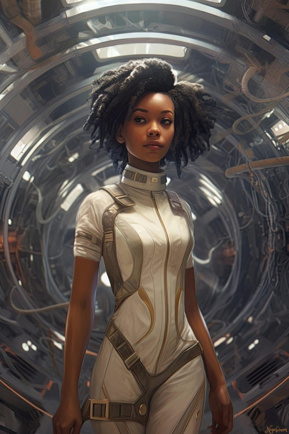 Scifi Girl 8 - Space Girls Series Sci-fi Poster - Portrait - 12x18, 20x30, 24x36 - Museum Grade Matte Paper - by Nyobium