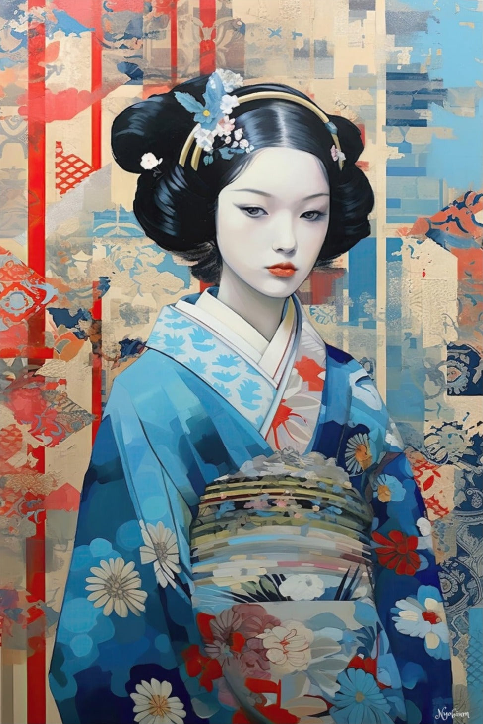 Silk Woman 12 - Silk Series Poster - Portrait - 12x18, 20x30, 24x36 - Museum Grade Matte Paper - by Nyobium