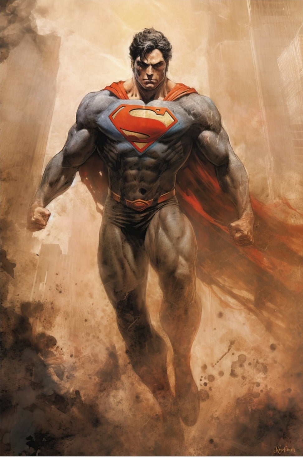 Superman - Sups Fanart Poster - Portrait - 12x18, 20x30, 24x36 - Museum Grade Matte Paper - by Nyobium