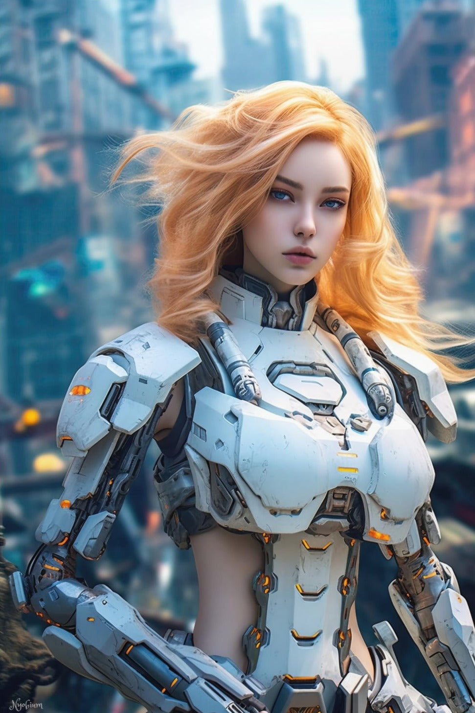 Robogirl 5 - Robogirls Sci-fi Series Poster - Portrait - 12x18, 20x30, 24x36 - Museum Grade Matte Paper - by Nyobium
