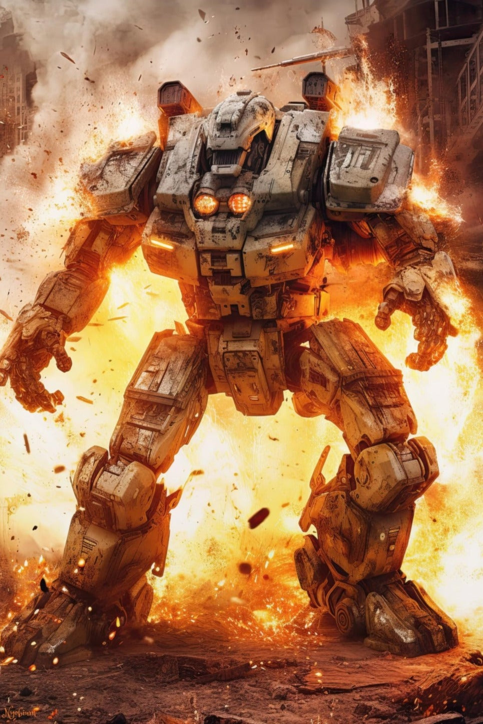 Robot Mecha 3 - Robomecha Sci-fi Series Poster - Portrait - 12x18, 20x30, 24x36 - Museum Grade Matte Paper - by Nyobium