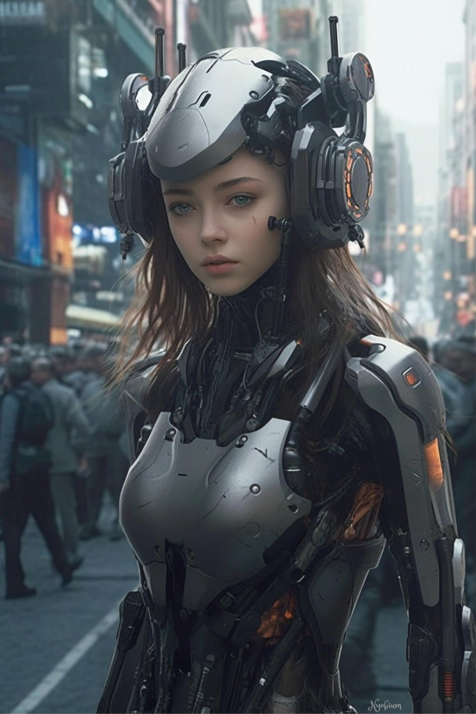 Robogirl 2 - Robogirls Sci-fi Series Poster - Portrait - 12x18, 20x30, 24x36 - Museum Grade Matte Paper - by Nyobium
