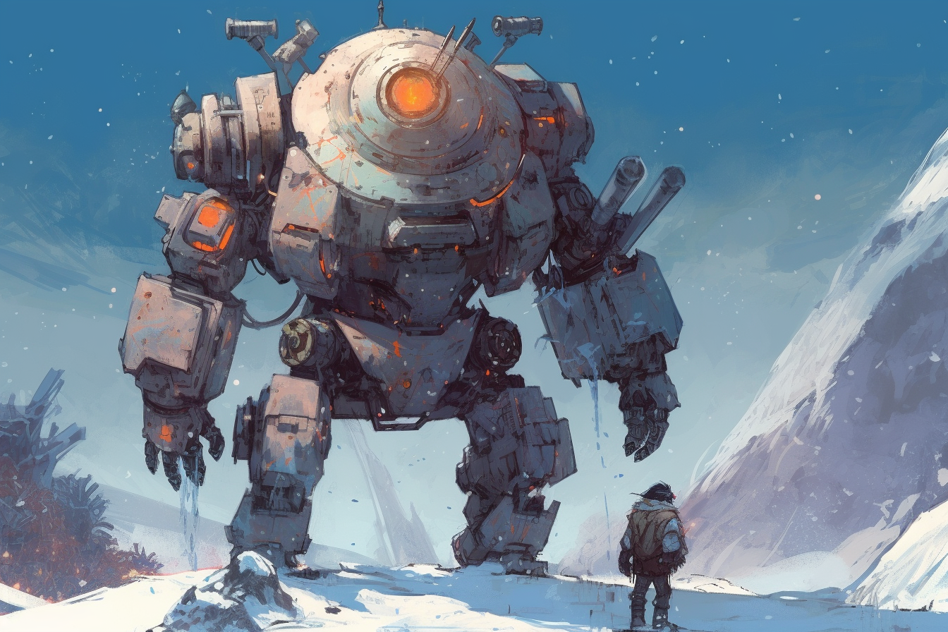Robot Scenes 14 - Robot Scenes Series Sci-fi Poster -- Landscape - 18x12, 30x20, 36x24 - Museum Grade Matte Paper - by Nyobium