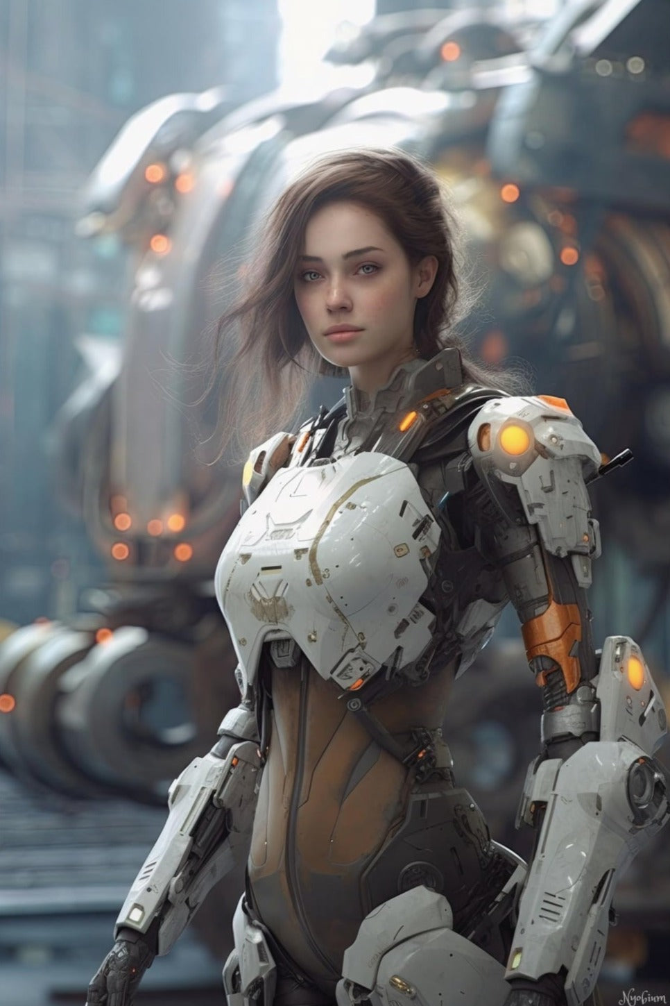 Robogirl 4 - Robogirls Sci-fi Series Poster - Portrait - 12x18, 20x30, 24x36 - Museum Grade Matte Paper - by Nyobium