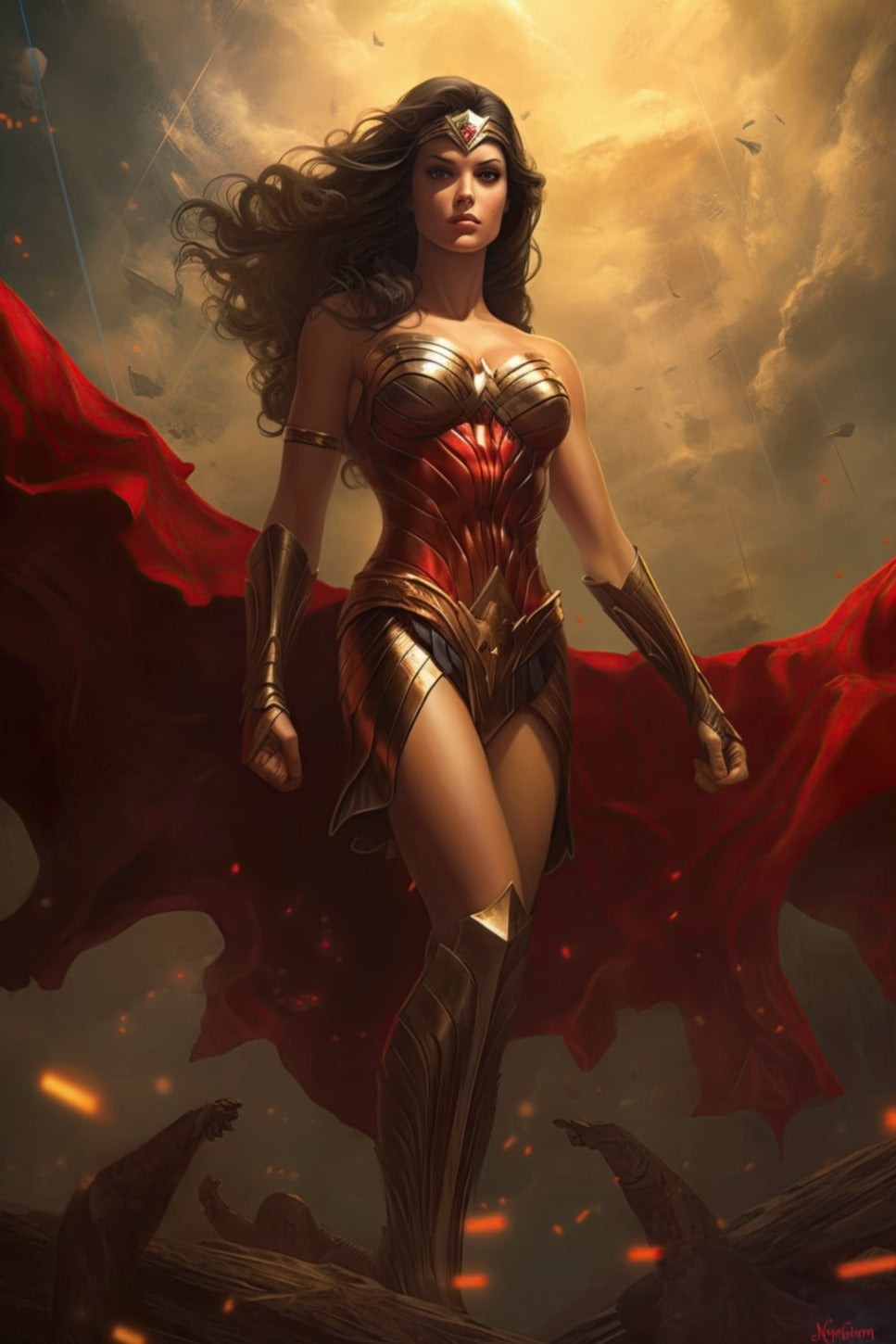 Wonder Woman 5 - Sups Fanart Poster - Portrait - 12x18, 20x30, 24x36 - Museum Grade Matte Paper - by Nyobium