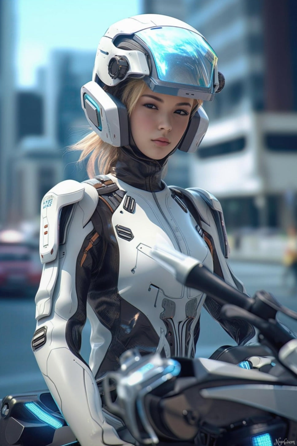 Robogirl 3 - Robogirls Sci-fi Series Poster - Portrait - 12x18, 20x30, 24x36 - Museum Grade Matte Paper - by Nyobium