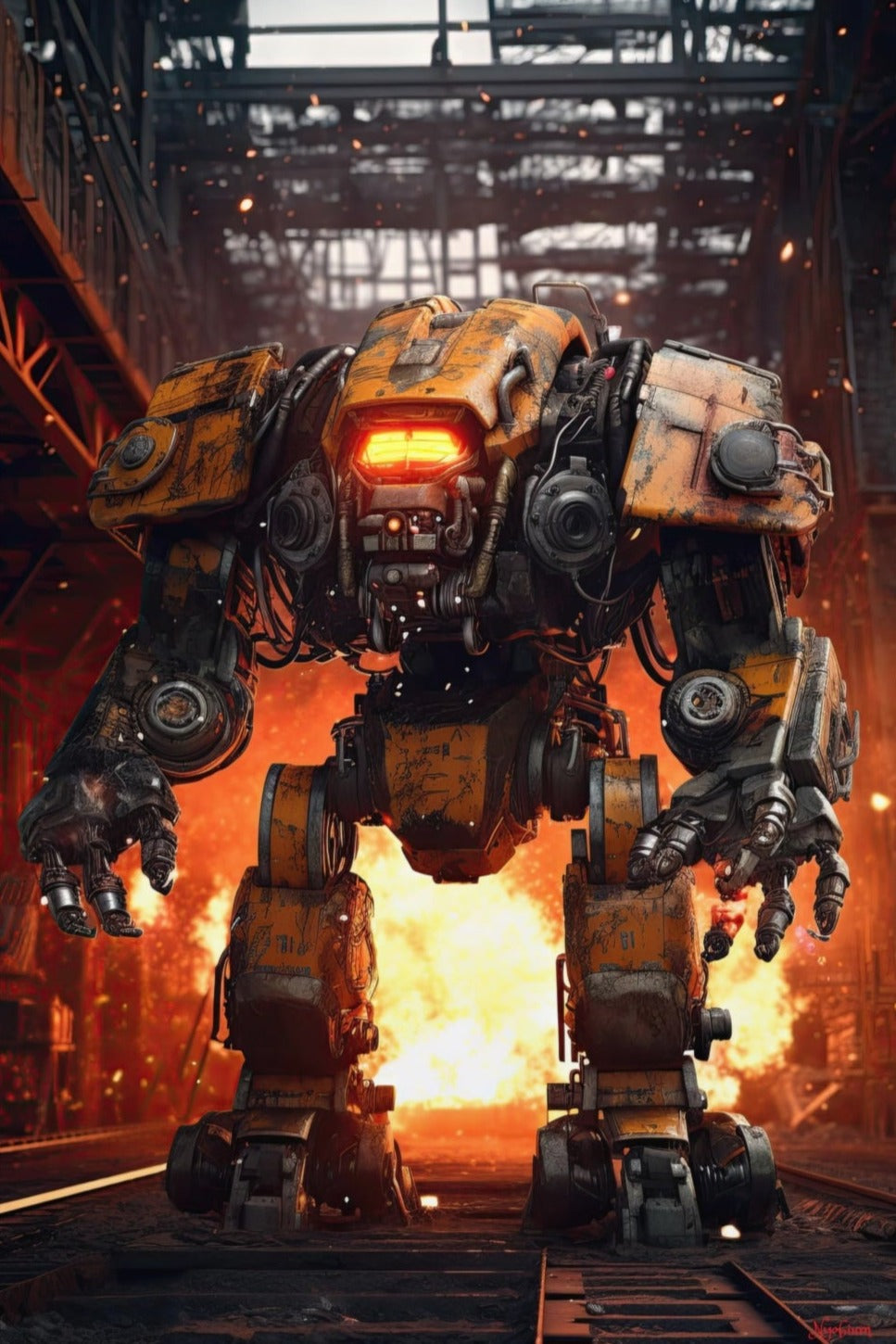 Robot Mecha 2 - Robomecha Sci-fi Series Poster - Portrait - 12x18, 20x30, 24x36 - Museum Grade Matte Paper - by Nyobium