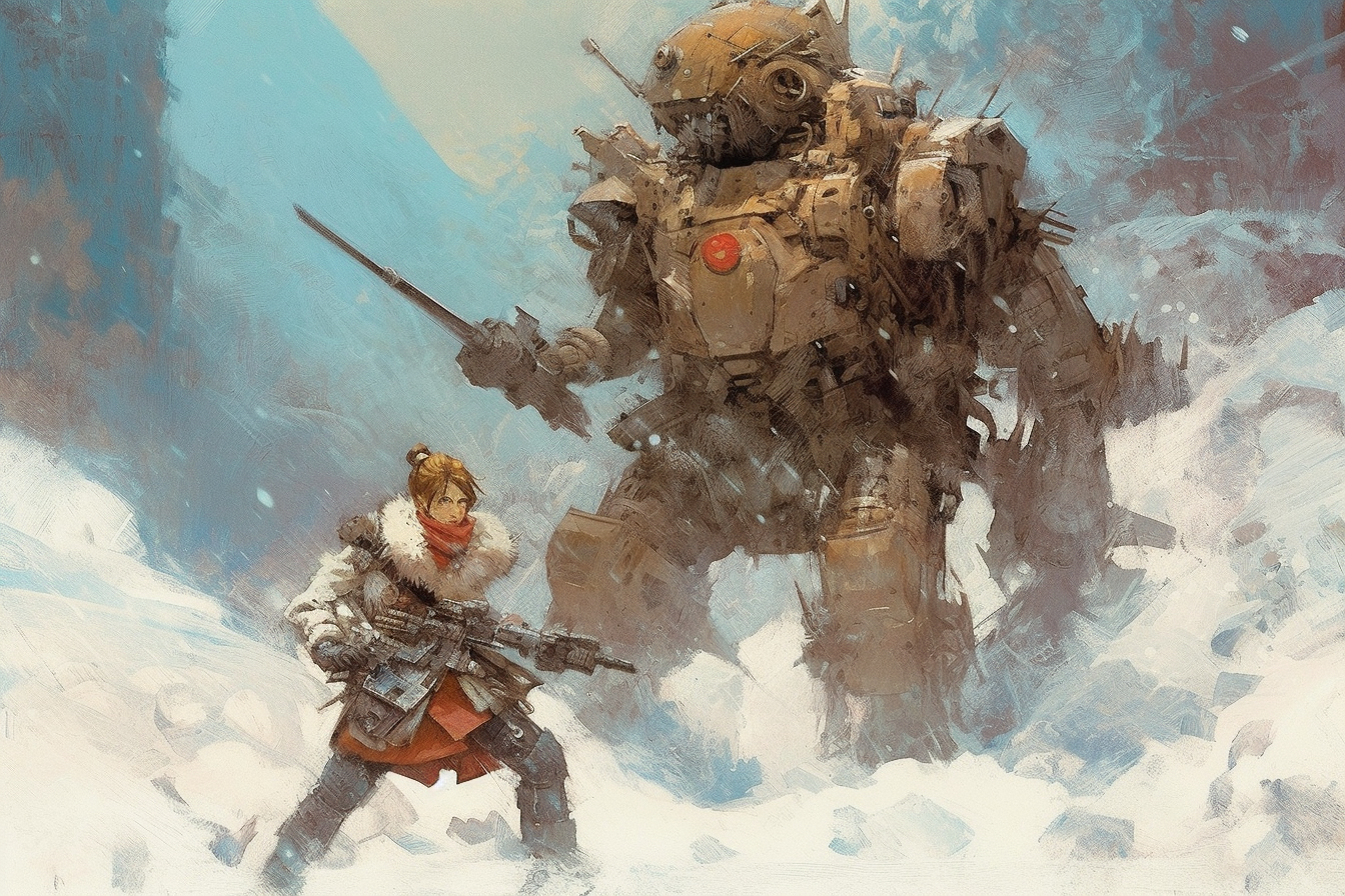 Robot Scenes 13 - Robot Scenes Series Sci-fi Poster -- Landscape - 18x12, 30x20, 36x24 - Museum Grade Matte Paper - by Nyobium