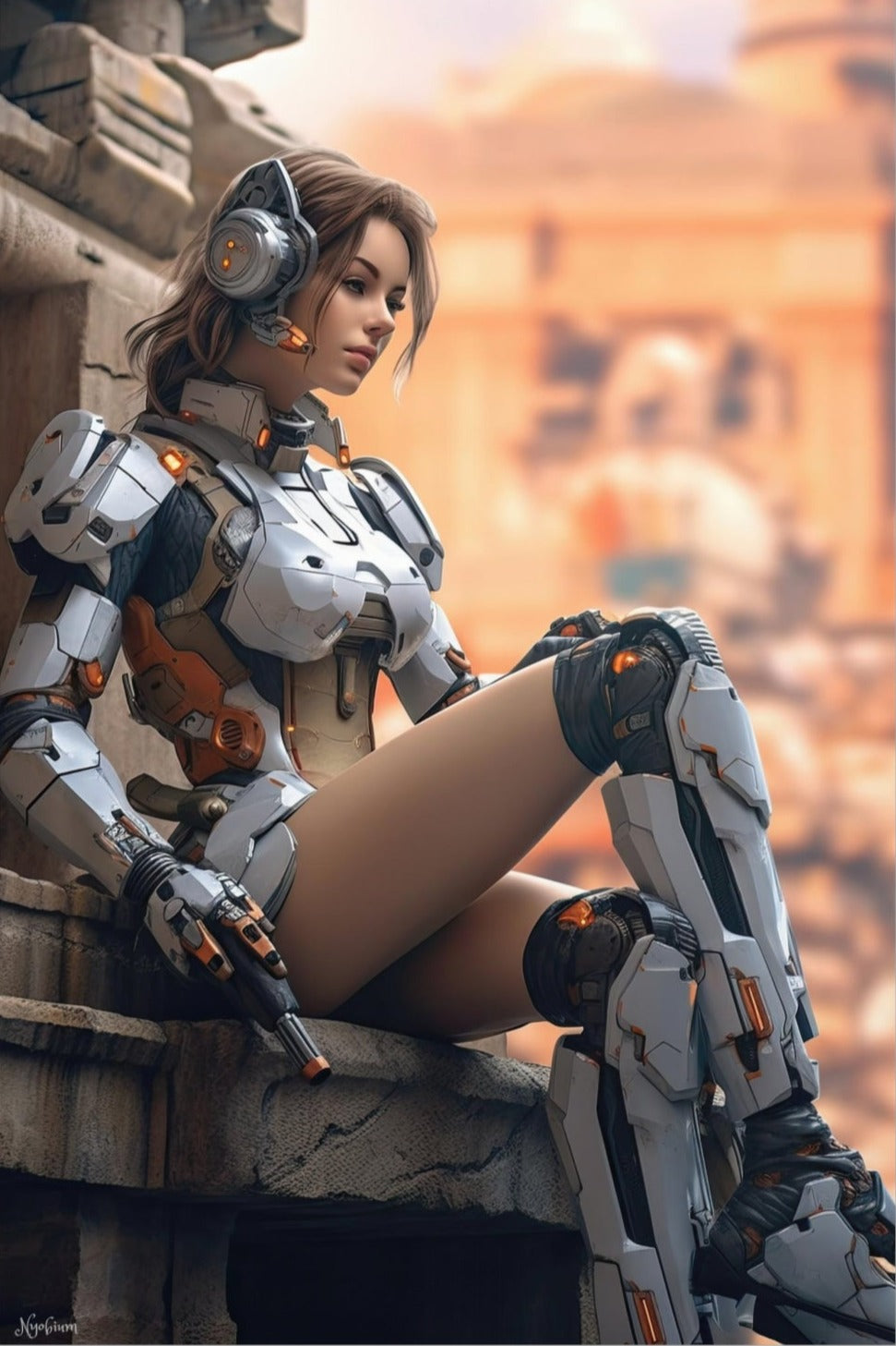 Robogirl 6 - Robogirls Sci-fi Series Poster - Portrait - 12x18, 20x30, 24x36 - Museum Grade Matte Paper - by Nyobium