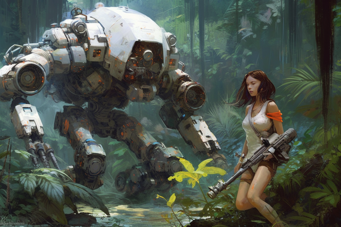 Robot Scenes 3 - Robot Scenes Series Sci-fi Poster -- Landscape - 18x12, 30x20, 36x24 - Museum Grade Matte Paper - by Nyobium