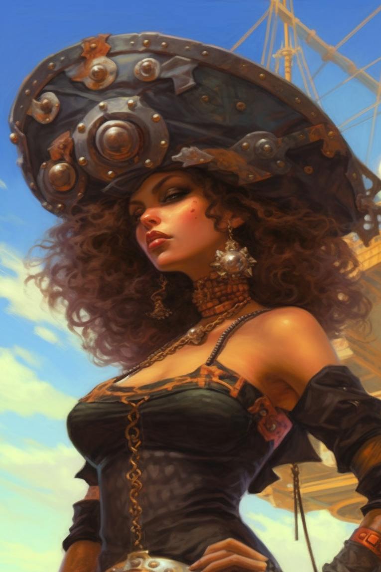 Steampunk Gunslinger Woman 10 - Steampunk Poster - Portrait - 12x18, 20x30, 24x36 - Museum Grade Matte Paper - by Nyobium
