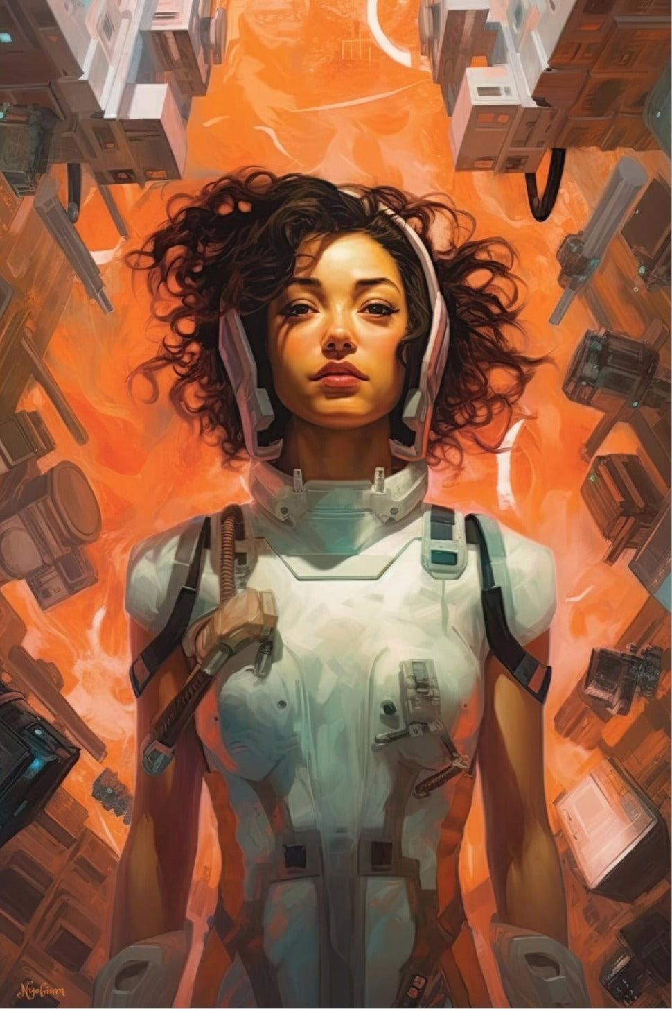 Scifi Girl 4 - Space Girls Series Sci-fi Poster - Portrait - 12x18, 20x30, 24x36 - Museum Grade Matte Paper - by Nyobium