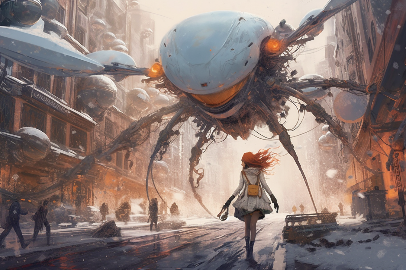 Arachnobot 2- Scifi Worlds Poster - Landscape - 18x12, 30x20, 36x24 - Museum Grade Matte Paper - by Nyobium
