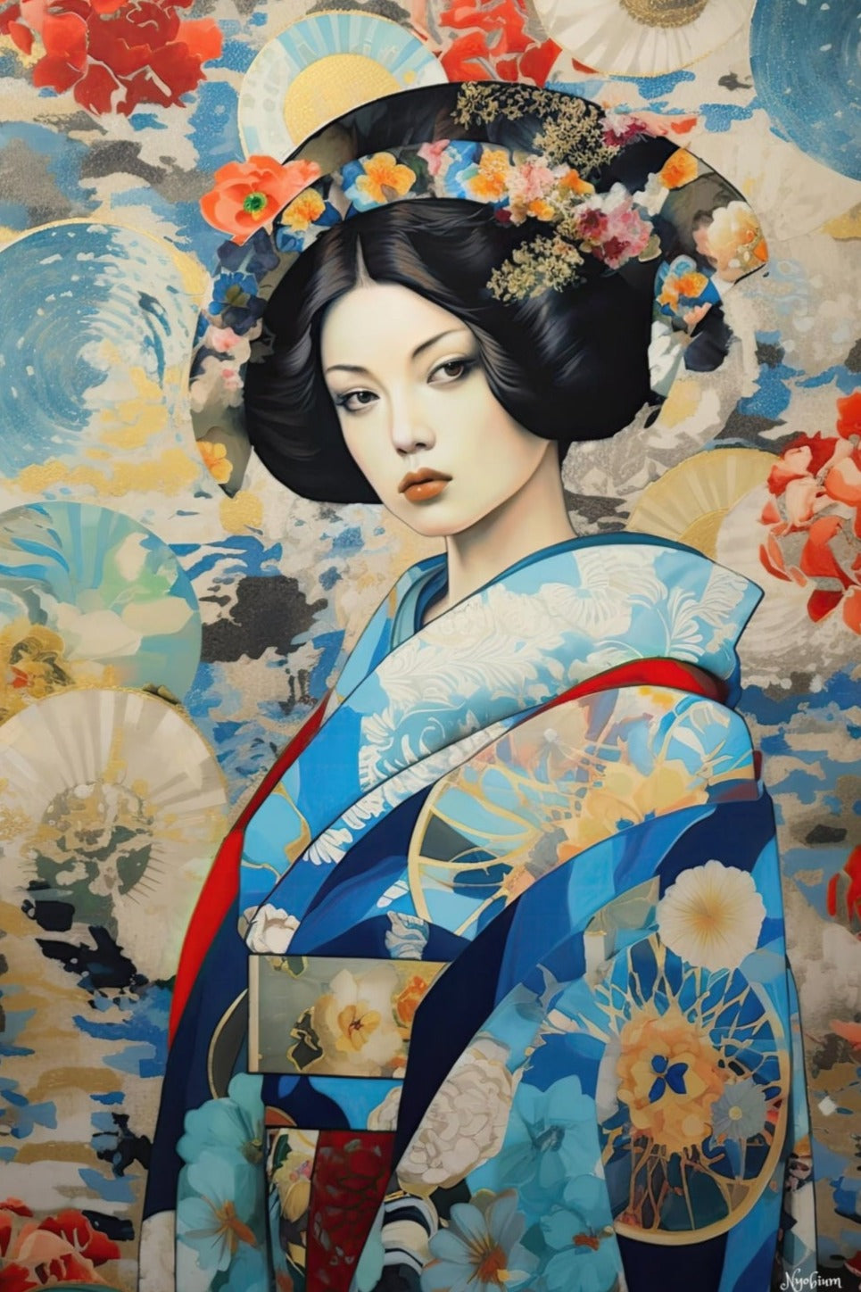 Silk Woman 9 - Silk Series Poster - Portrait - 12x18, 20x30, 24x36 - Museum Grade Matte Paper - by Nyobium