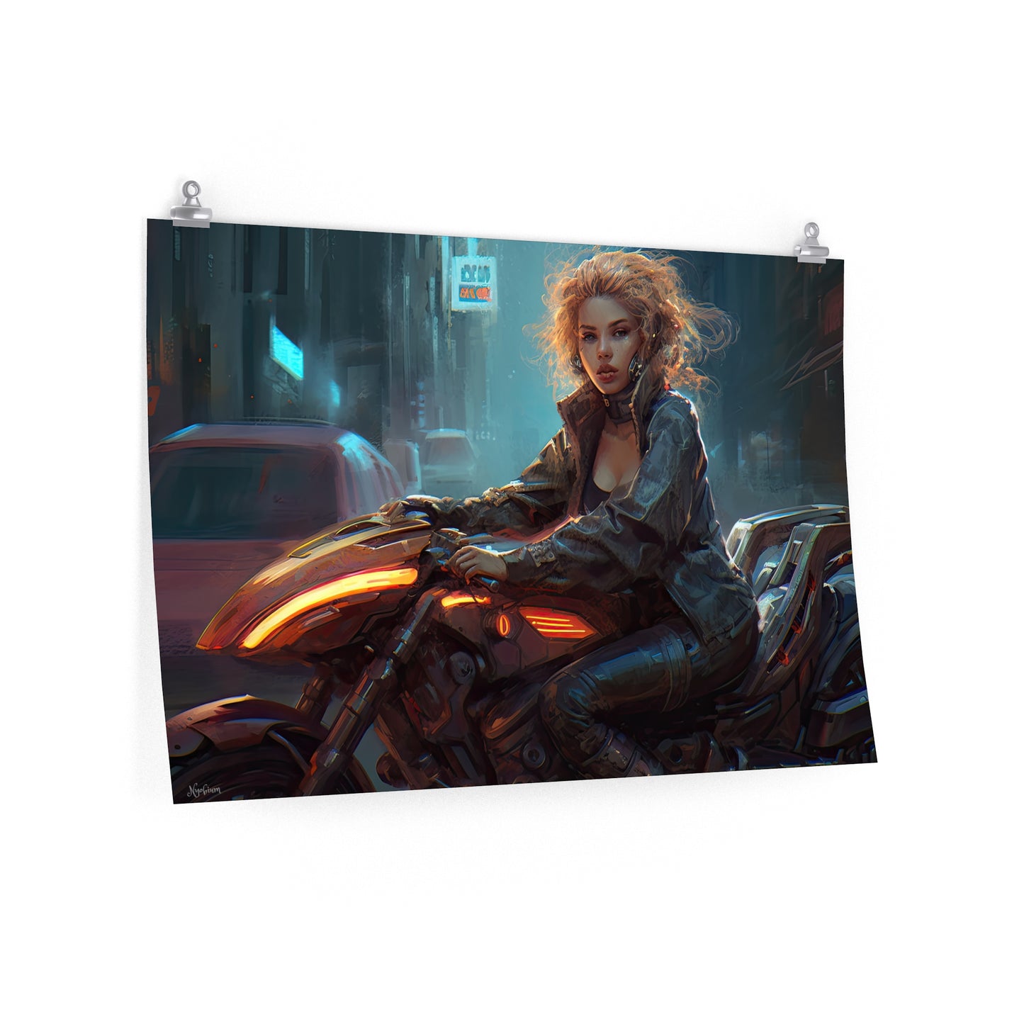 Cyber Biker Girls 11 - Cyberpunk Scifi Poster - Landscape - 18x12, 30x20, 36x24 - Museum Grade Matte Paper - by Nyobium